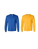 Gildan Men's Ultra Cotton Adult Long Sleeve T-Shirt, 2-Pack Red/Gold