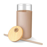 Tronco 20oz Glass Tumbler Glass Water Bottle Straw Silicone Protective Sleeve Bamboo Lid