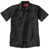 Red Kap Men's Standard Industrial Work Shirt, Regular Fit, Short Sleeve, Black, Small