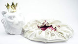 Adults IVORY/BURGUNDY Reversible Satin Hair Bonnet Handmade By RJstyles.co in Sizes X-Large to 5X - with Adjustable Ribbon or Cord options available