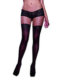 Dreamgirl Women's Silicone Lace Top Thigh-High Stockings, Black, One Size