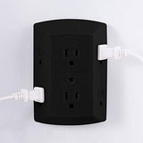 GE 6 Outlet Wall Plug Adapter Power Strip, Extra Wide Spaced Outlets, Power Adapter