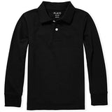 The Children's Place Boys' Uniform Long Sleeve Pique Polo, Black, XS (4)
