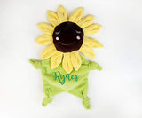 Sunflower Baby Shower Gift Plush, Personalized Sunflower Baby Blanket, Flower Lovey