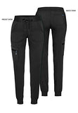 Adar Pro Scrubs for Women - Ultimate Yoga Jogger Scrub Pants -P7104 -Black- XXS