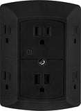 GE 6 Outlet Wall Plug Adapter Power Strip, Extra Wide Spaced Outlets, Power Adapter