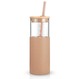 Tronco 24oz Glass Tumbler Glass Water Bottle Straw Silicone Protective Sleeve Bamboo