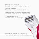 Panasonic Electric Shaver for Women, Cordless 3 Blade Razor, Pop-Up Trimmer