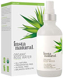 InstaNatural Rose Water Facial Toner for Face, Hair, Body - Organic, Natural Anti Aging Mist - Eau Fraiche - Alcohol Free - Hydrating Primer & Setting Spray for Pore Minimizing & Tightening - 4 OZ