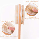 IDENTILShower Brush, Shower Back Cleaning Scrubber with Long Wooden Handle