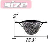 Rhinestone Glitter Face Mask Women Black White Pink Pretty Cloth Reusable Bling