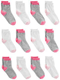 Simple Joys by Carter's Baby Girls' 12-Pack Sock Crew, Pink/Gray/White