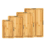 Smirly Bamboo Cutting Board for Kitchen: Set of 4 Butcher Block Wood Cutting Boards