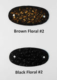 2 Large Leather Hair Barrettes w Sticks, Oval Shape Ponytail Holders, Choice of Design