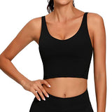 Lemedy Women Sports Bra Longline Crop Tank Top Padded Workout Running Yoga