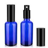 2oz Blue Glass Spray Bottles for Essential Oils, Small Spray Bottle with Black Aluminum