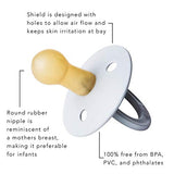 BIBS BPA-Free Natural Rubber Baby Pacifier (Blush/Black, 0-6 Months) 2-Pack