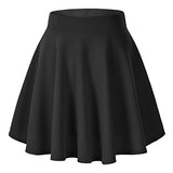 Urban CoCo Women's Basic Versatile Stretchy Flared Casual Mini Skater Skirt (XS, Black)
