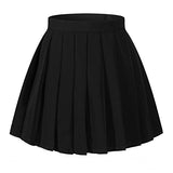 Beautifulfashionlife Girl's Solid Pleated High Waist Cosplay Skirts(XS,Black)