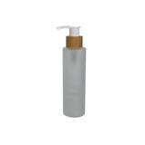 1PCS 150ML/5oz Empty Refillable Frosted Glass Pump Bottles Container Holder Vials Pot Storage With Bamboo Screw Pump Head For Bath Shower Shampoo Hair-Conditioner Cleanser Makeup Liquids (White)