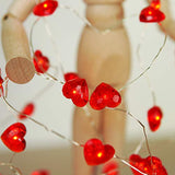 BOHON Fairy String Lights 10 ft 40 LEDs Red Heart Shaped Twinkle Fairy Lights