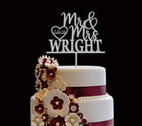 Personalized Wedding Cake Topper, Wooden Cake Toppers, Mr Mrs Heart