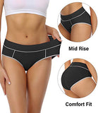 wirarpa Women's Cotton Underwear Comfy Mid Waisted Plus Size Briefs 5 Pack