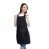12 Pack Bib Apron - Unisex Black Apron Bulk with 2 Roomy Pockets Machine Washable
