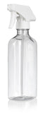 16 oz / 500 ml Clear PET (BPA Free) Plastic Oblong Flask Style Refillable Bottle with White Trigger Sprayer (6 Pack) + Labels
