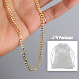 4mm Cuban Chain Link Necklace 18k Gold Curb Chain Choker Minimalist Jewelry