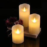 Antizer Flameless Candles 4" 5" 6" Set of 3 Ivory Dripless Real Wax Pillars