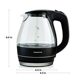 Ovente Portable Electric Glass Kettle 1.5 Liter with Blue LED Light and Stainless Steel Base