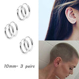 Silver Hoop Earrings- Cartilage Earring Endless Small Hoop Earrings Set for Women Men