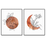 Terracotta Sun and Moon Print, Flower Sun, Minimal Wall Art, Boho Decor