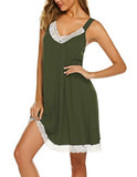 Ekouaer Womens Chemise Sleepwear Full Slips Lace Nightgown Cotton