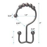 Titanker Shower Curtain Hooks Rings, Rust-Resistant Metal Double Glide Shower Hooks