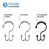 Maytex Curtain Rings, Rust-Resistant Metal Double Roller Glide Hooks for Bathroom Shower