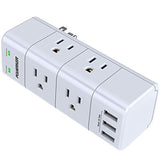 Surge Protector Wall Mount , Outlet Splitter with Rotating Plug, POWERIVER Power Strip with 6 Outlet Extender (3 Side) and 3 USB Ports