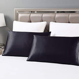 Love's cabin Silk Satin Pillowcase for Hair and Skin (Black, 20x26 inches) Slip Pillow Cases