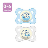 MAM Night Pacifiers (2 Pack, 1 Sterilizing Pacifier Case), Pacifiers 0-6 Months