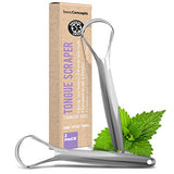 Tongue Scraper (2 Pack), Reduce Bad Breath (Medical Grade), Stainless Steel Tongue