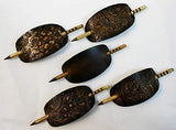 2 Large Leather Hair Barrettes w Sticks, Oval Shape Ponytail Holders, Choice of Design