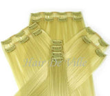 10 Pcs Full Head Heat Resistant Synthetic Clip In Hair Extensions Long 16 Inches 125 g Color Light Blonde