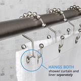 Maytex Curtain Rings, Rust-Resistant Metal Double Roller Glide Hooks for Bathroom Shower