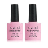 AIMEILI Gel Nail Polish No Wipe Top and Base Coat Set Soak Off UV LED Gel Nail