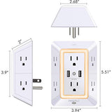 USB Wall Charger, Surge Protector, POWRUI 6-Outlet Extender with 2 USB Charging Ports (2.4A Total)