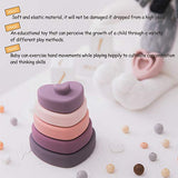 Promise Babe Stacking Rings Toy Heart Shape Baby Silicone Teether Colorful Building