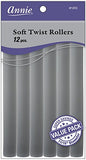 Annie Soft Twist Rollers, Gray, 7 Inch, 12 Count