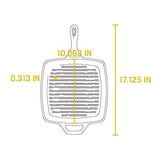 Lodge Pre-Seasoned Cast Iron Grill Pan With Assist Handle, 10.5 inch, Black