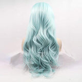 Karissa Hair Best Blue Synthetic Lace Front Wigs for Women Free Party Long Wavy Hair Wig with Baby Ice Blue Synthetic Hair Full Density Lace Wig for Cosplay Part Wig 24inch